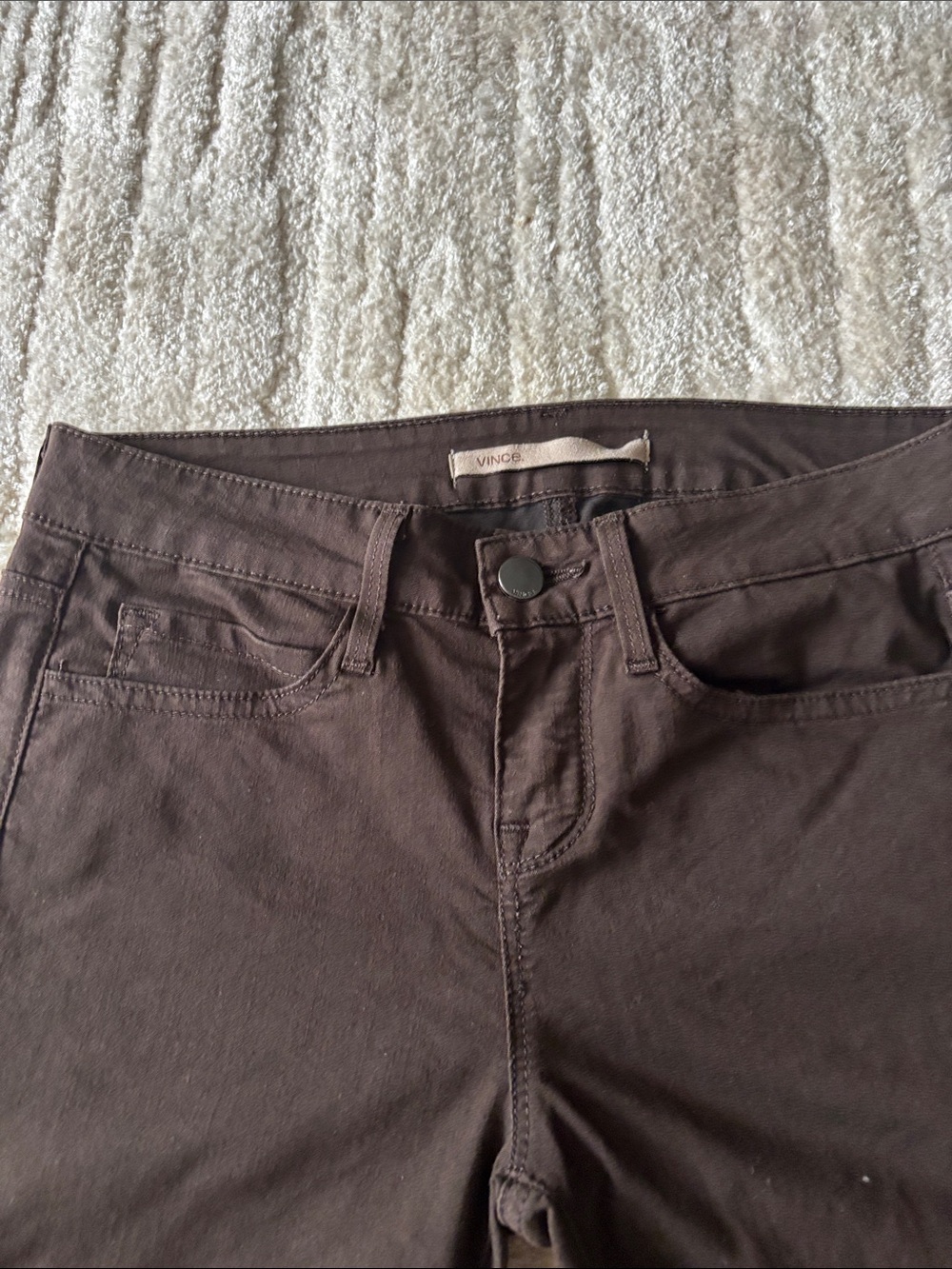 Vince Women's Dark olive Skinny Jeans with inside zipper on the leg